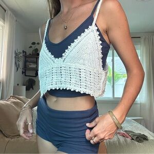 Free people ballerina thin strap tank top crochet crop and bodysuit 3 pack